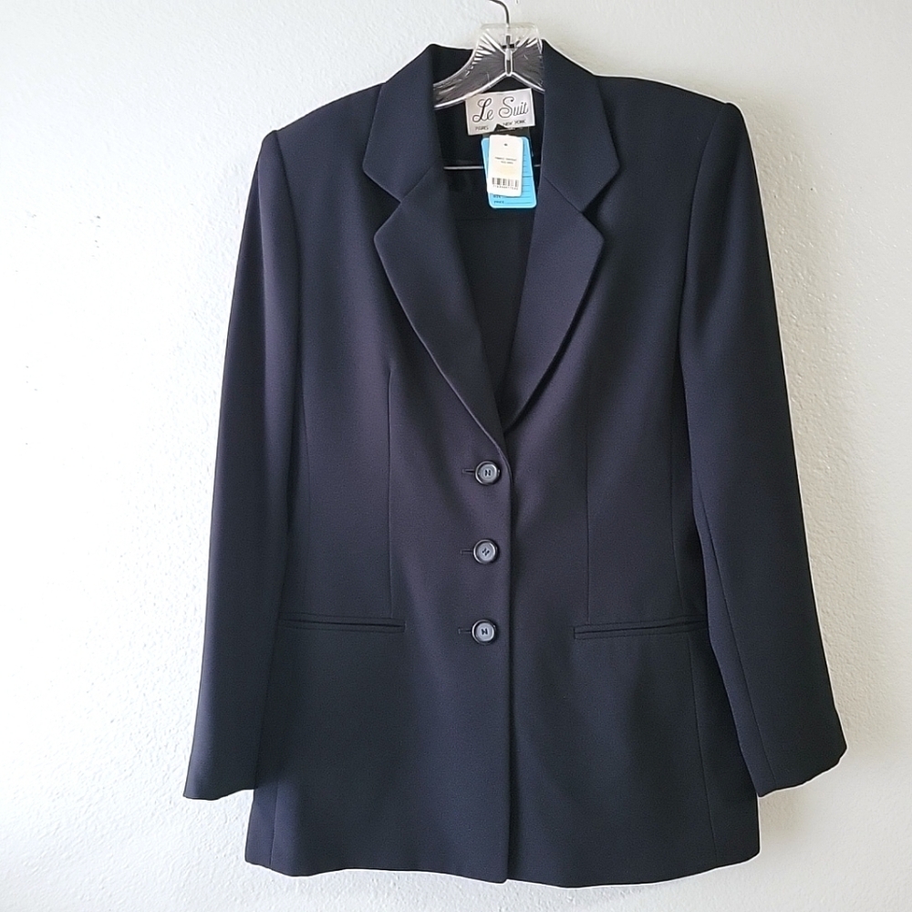 Nwt Le Suit Paris Women's Navy Skirt Suit Set